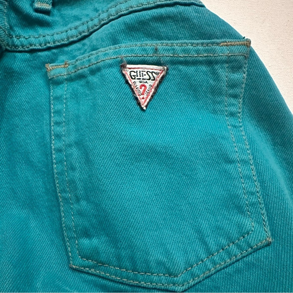 Guess by George Marciano Vintage 80’s Turquoise Teal Denim Jeans Size 32 - Picture 4 of 10